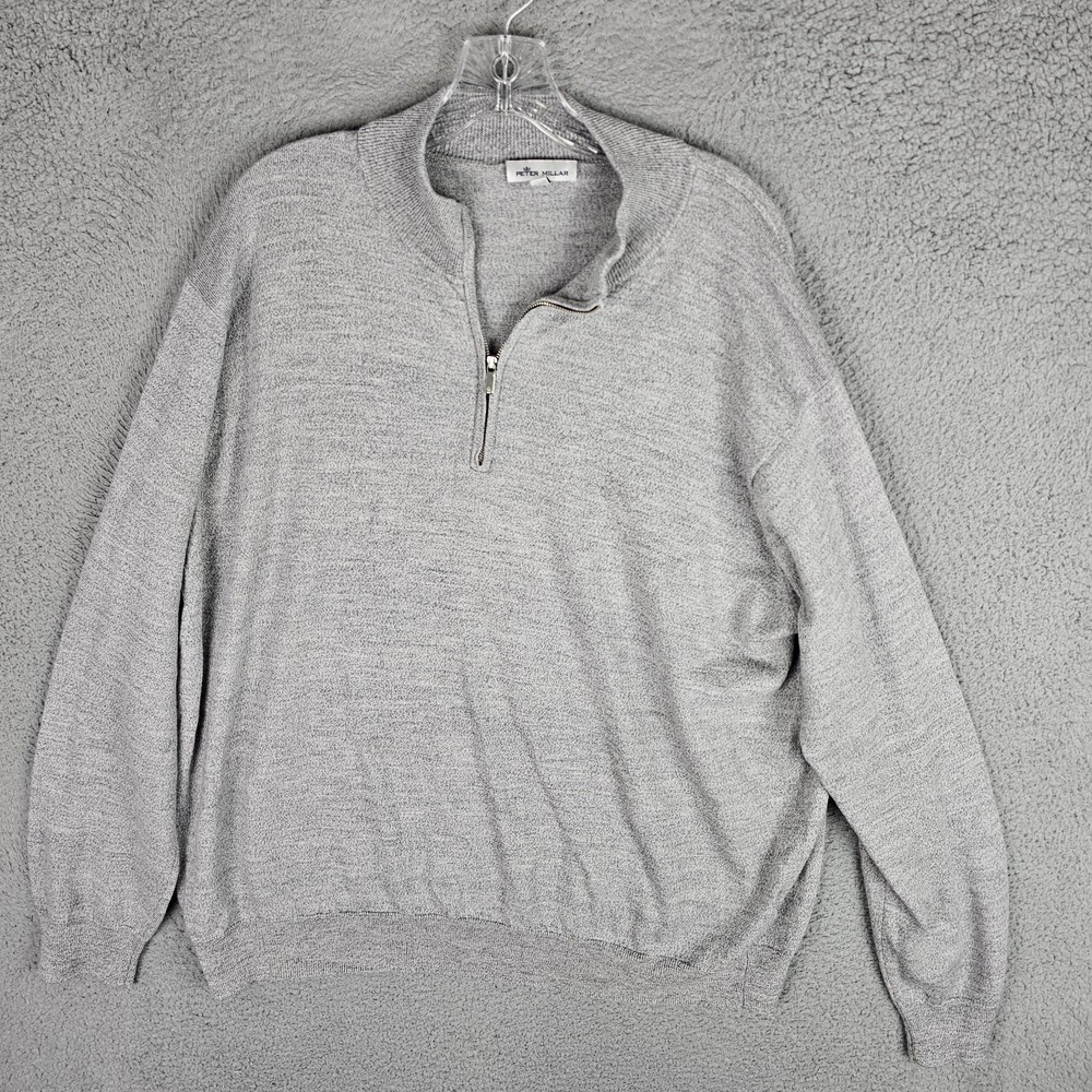 Peter Millar Soft Men's‎ XXL Gray Merino Wool Blend Quarter Zip